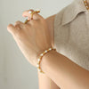 Wholesale Women's Jewelry Set Necklace Bracelet Freshwater Pearl Stitching Titanium Steel Electroplated
