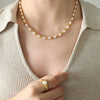 Wholesale Women's Jewelry Set Necklace Bracelet Freshwater Pearl Stitching Titanium Steel Electroplated