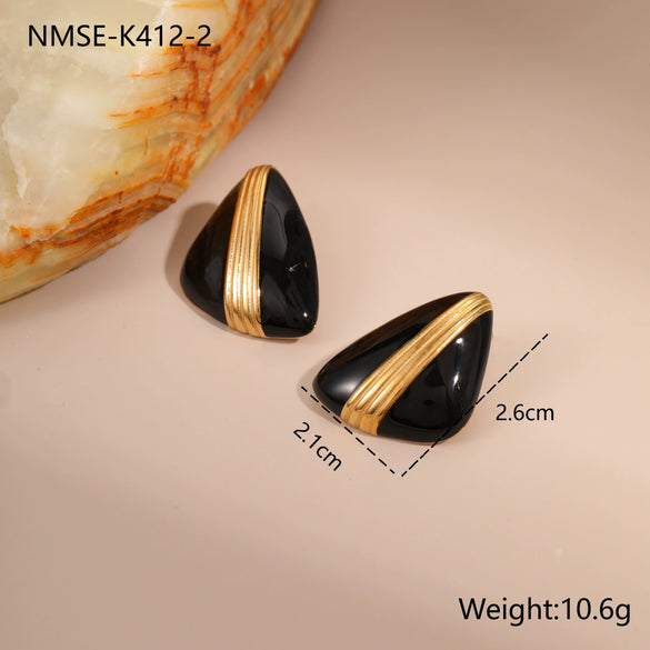 Wholesale Women's Jewelry Set Of Earrings And Ring Fashion Geometric Heart Water Drop Bell Pattern Stainless Steel 18K Electroplated