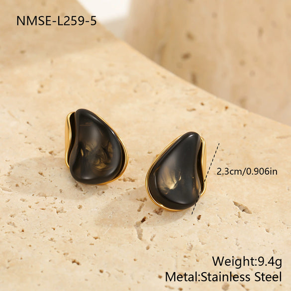 Wholesale Women's Jewelry Set Of Earrings And Ring Fashion Geometric Heart Water Drop Bell Pattern Stainless Steel 18K Electroplated