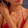 Wholesale Women's Jewelry Set Of Necklace Bracelet And Earring Stainless Steel 18K Gold Electroplated With Heart Drop Bell Patterns