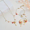 Wholesale Women's Jewelry Set Of Necklace Bracelet And Earring Stainless Steel 18K Gold Electroplated With Heart Drop Bell Patterns