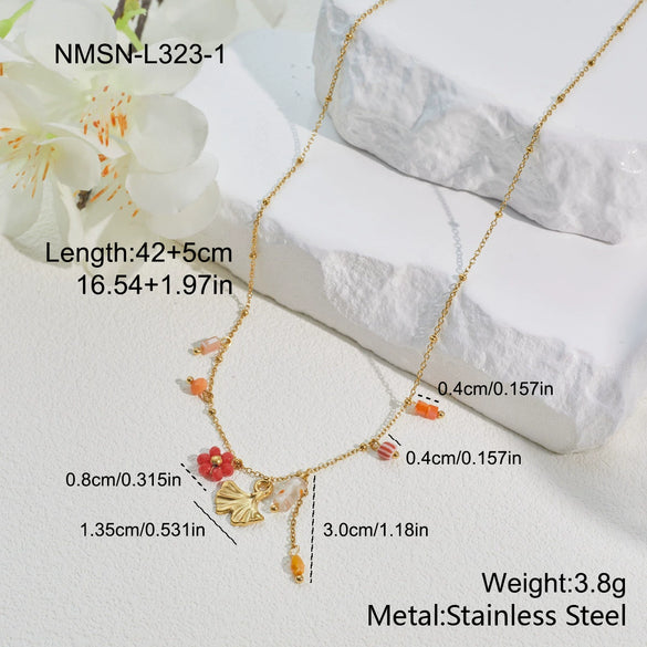 Wholesale Women's Jewelry Set Of Necklace Bracelet And Earring Stainless Steel 18K Gold Electroplated With Heart Drop Bell Patterns