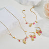 Wholesale Women's Jewelry Set Stainless Steel 18K Gold Electroplated Dopamine Style With Heart Drop Bell Geometric Patterns Necklace Bracelet Earring