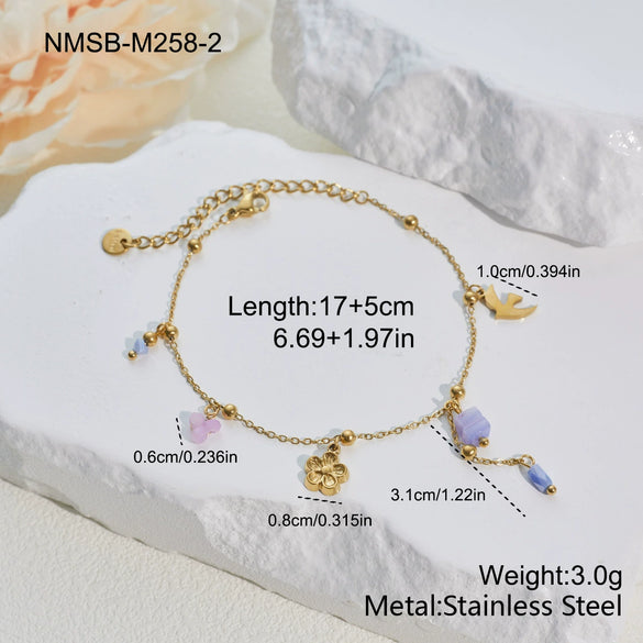 Wholesale Women's Jewelry Set Stainless Steel 18K Gold Electroplated With Heart Drop Bell Patterns Necklace Bracelet Earrings