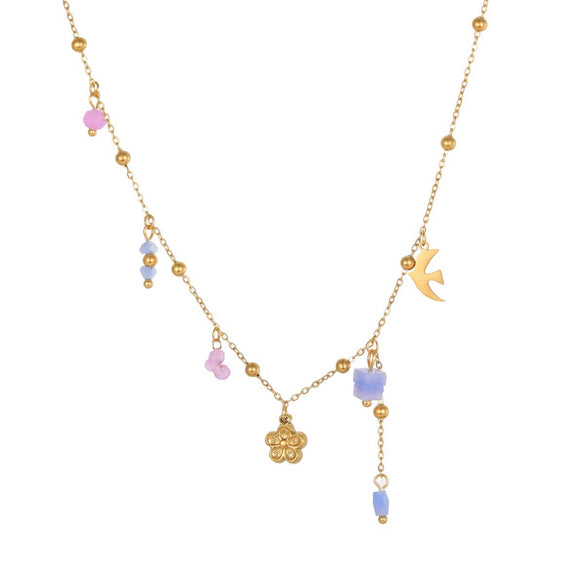 Wholesale Women's Jewelry Set Stainless Steel 18K Gold Electroplated With Heart Drop Bell Patterns Necklace Bracelet Earrings