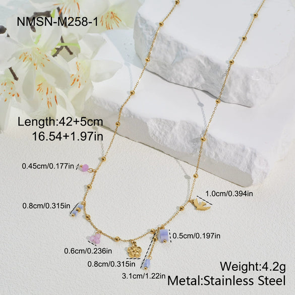 Wholesale Women's Jewelry Set Stainless Steel 18K Gold Electroplated With Heart Drop Bell Patterns Necklace Bracelet Earrings