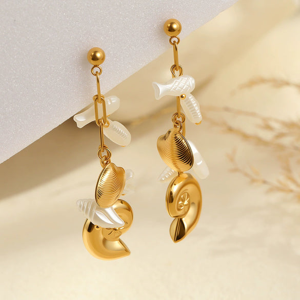 Wholesale Women's Jewelry Set Stainless Steel Titanium Steel Electroplated Heart Water Drop Bell Geometric Necklace Bracelet Earring