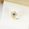 Wholesale Women's Jewelry Set Titanium Steel Flower Shaped With Sea Blue Gemstone Inlaid And Electroplating