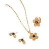 Wholesale Women's Jewelry Set Titanium Steel Flower Shaped With Sea Blue Gemstone Inlaid And Electroplating