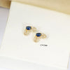 Wholesale Women's Jewelry Set Titanium Steel Flower Shaped With Sea Blue Gemstone Inlaid And Electroplating