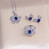 Wholesale Women's Jewelry Set Titanium Steel Flower Shaped With Sea Blue Gemstone Inlaid And Electroplating