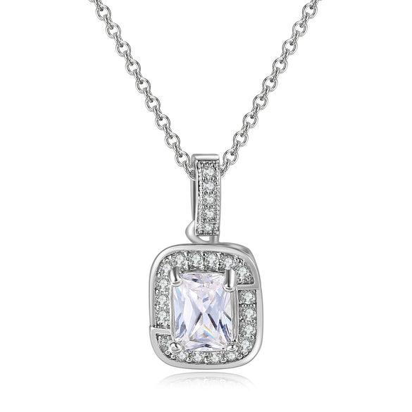 Wholesale Women's Jewelry Set With Alloy And Artificial Crystal Square Pattern Electroplated Ochain Earrings Pendant Necklace And Bracelet