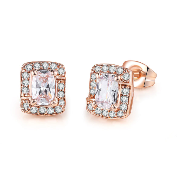 Wholesale Women's Jewelry Set With Alloy And Artificial Crystal Square Pattern Electroplated Ochain Earrings Pendant Necklace And Bracelet