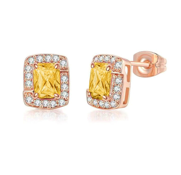 Wholesale Women's Jewelry Set With Alloy And Artificial Crystal Square Pattern Electroplated Ochain Earrings Pendant Necklace And Bracelet