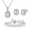 Wholesale Women's Jewelry Set With Alloy And Artificial Crystal Square Pattern Electroplated Ochain Earrings Pendant Necklace And Bracelet