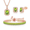 Wholesale Women's Jewelry Set With Alloy And Artificial Crystal Square Pattern Electroplated Ochain Earrings Pendant Necklace And Bracelet