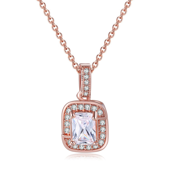 Wholesale Women's Jewelry Set With Alloy And Artificial Crystal Square Pattern Electroplated Ochain Earrings Pendant Necklace And Bracelet