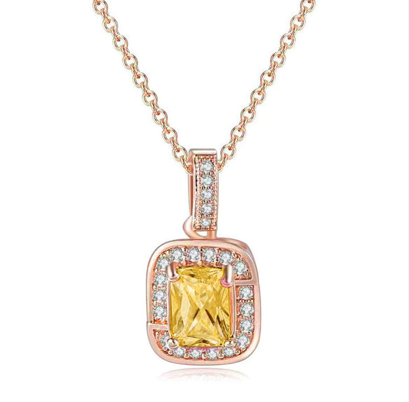Wholesale Women's Jewelry Set With Alloy And Artificial Crystal Square Pattern Electroplated Ochain Earrings Pendant Necklace And Bracelet