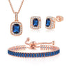 Wholesale Women's Jewelry Set With Alloy And Artificial Crystal Square Pattern Electroplated Ochain Earrings Pendant Necklace And Bracelet