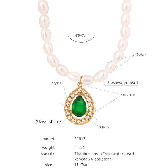 Wholesale Women's Jewelry Set With Freshwater Pearl Necklace And Love Heart Pendant Earrings Titanium Steel Material Electroplating Treatment