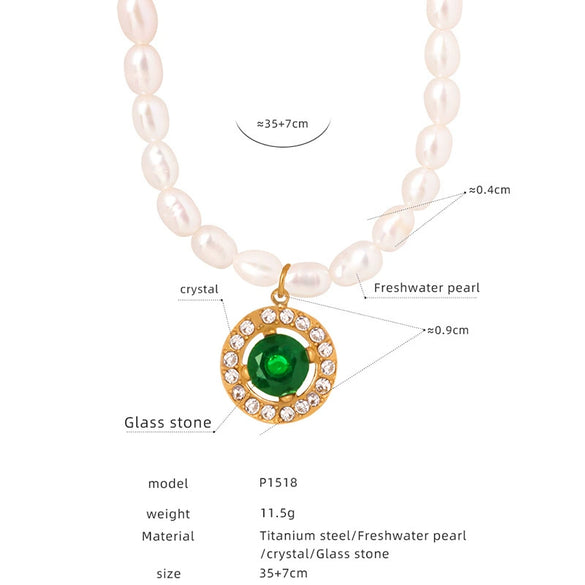 Wholesale Women's Jewelry Set With Freshwater Pearl Necklace And Love Heart Pendant Earrings Titanium Steel Material Electroplating Treatment