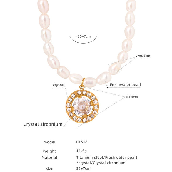 Wholesale Women's Jewelry Set With Freshwater Pearl Necklace And Love Heart Pendant Earrings Titanium Steel Material Electroplating Treatment