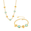 Wholesale Women's Jewelry Set With Love Heart Czech Glass Stainless Steel 18K Real Gold Electroplated Necklace Bracelet Earrings