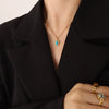 Wholesale Women's Jewelry Set With Oval Turquoise Cat's Eye Stone Inlaid Retro Style Titanium Steel Material