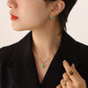 Wholesale Women's Jewelry Set With Pine Stone And Cat's Eye Stone Inlaid Titanium Steel Turquoise Opal Simple Geometric Design