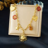 Wholesale Women's Jewelry Set With Sun Round Heartshaped Stainless Steel Pendants Plants And Flowers Pattern O Word Chain Electroplated