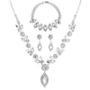 Wholesale Women's Jewelry Set With White Crystal Flower Design Rhinestone Material Love Water Drops Bells Pattern Electroplating Treatment