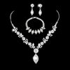 Wholesale Women's Jewelry Set With White Crystal Flower Design Rhinestone Material Love Water Drops Bells Pattern Electroplating Treatment