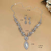 Wholesale Women's Jewelry Set With White Crystal Flower Design Rhinestone Material Love Water Drops Bells Pattern Electroplating Treatment
