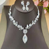 Wholesale Women's Jewelry Set With White Crystal Flower Design Rhinestone Material Love Water Drops Bells Pattern Electroplating Treatment