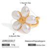 Wholesale Women's Jewelry Shell Bead Ring And Stainless Steel Earrings With Flower Pattern And Electroplating Titanium Steel Material