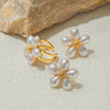 Wholesale Women's Jewelry Shell Bead Ring And Stainless Steel Earrings With Flower Pattern And Electroplating Titanium Steel Material
