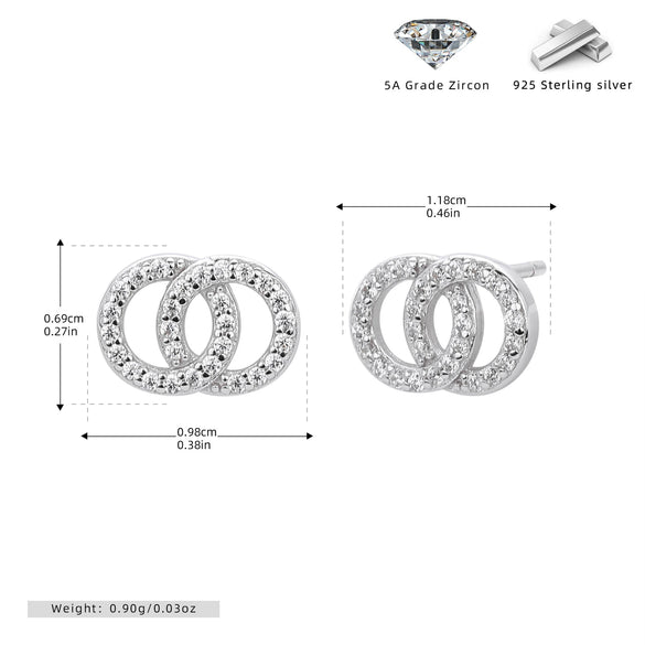 Wholesale Women's Jewelry Simple Geometric Doublering Winding Earrings 925 Sterling Silver Microinlay