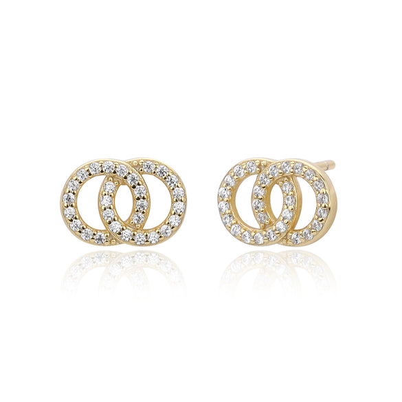 Wholesale Women's Jewelry Simple Geometric Doublering Winding Earrings 925 Sterling Silver Microinlay