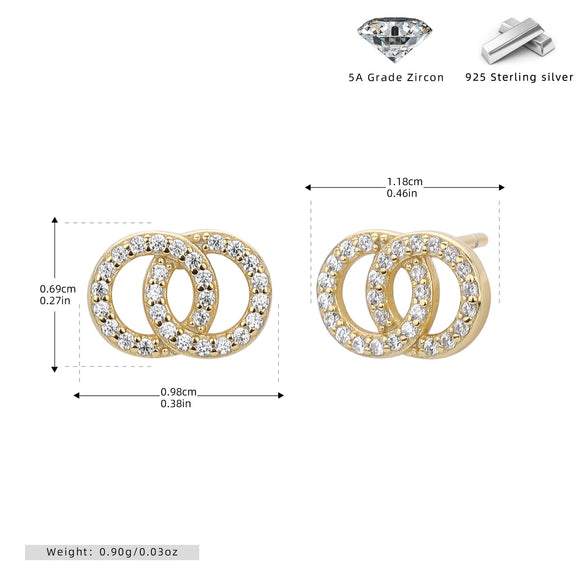 Wholesale Women's Jewelry Simple Geometric Doublering Winding Earrings 925 Sterling Silver Microinlay