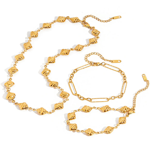 Wholesale Women's Jewelry Stainless Steel And Titanium Steel Necklace And Bracelet With Fruit Food Style Electroplating