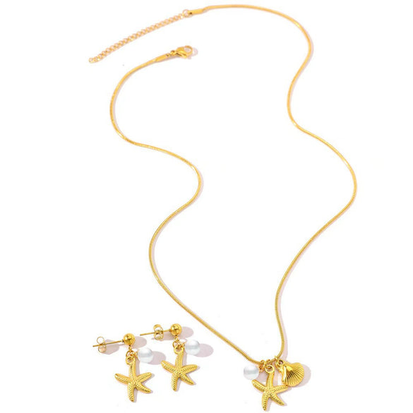 Wholesale Women's Jewelry Stainless Steel And Titanium Steel Snake Bone Chain Necklace And Earrings With Animal And Zodiac Pattern Electroplated Pendant