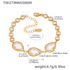 Wholesale Women's Jewelry 316L Stainless Steel Bracelet With Transparent Dropshaped Czech Glass Stone Electroplated Geometric Design