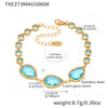 Wholesale Women's Jewelry 316L Stainless Steel Bracelet With Transparent Dropshaped Czech Glass Stone Electroplated Geometric Design