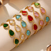 Wholesale Women's Jewelry 316L Stainless Steel Bracelet With Transparent Dropshaped Czech Glass Stone Electroplated Geometric Design