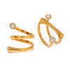 Wholesale Women's Jewelry Stainless Steel Drop Shape Geometric Electroplated Three Layer Asymmetric Opening Ring