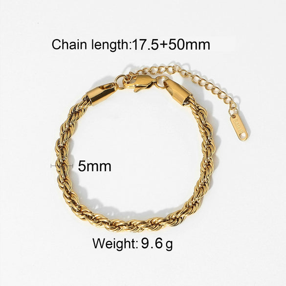 Wholesale Women's Jewelry Stainless Steel Flat Snake Overlapping Miami Cuban Chain Bracelet 18K Gold Plated Electroplated