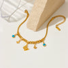 Wholesale Women's Jewelry Stainless Steel Geometric Butterfly Blue Eye Pendant Retro Bracelet With Electroplating Treatment