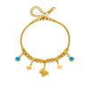 Wholesale Women's Jewelry Stainless Steel Geometric Butterfly Blue Eye Pendant Retro Bracelet With Electroplating Treatment