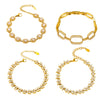 Wholesale Women's Jewelry Stainless Steel Geometric Pattern Fourleaf Flower Full Diamond Bracelet Electroplating